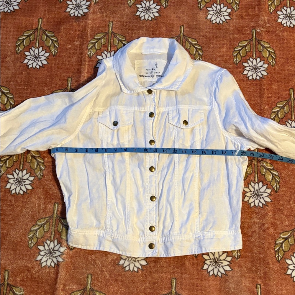 NotPerfectLinen Snap Collared Jacket size M/L - Picture 4 of 8